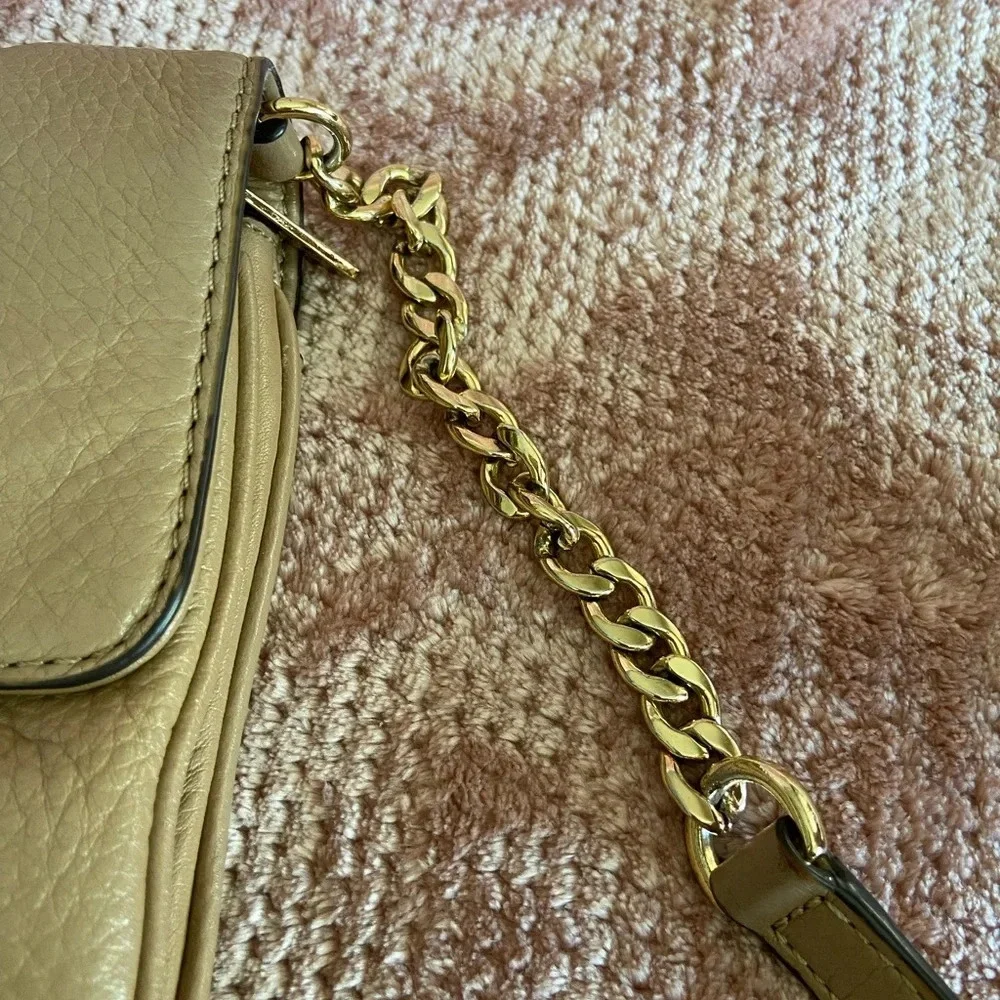 Michael Kors Bedford Double Gusset Large Crossbody Bag,  Soft Pink Tan & Gold